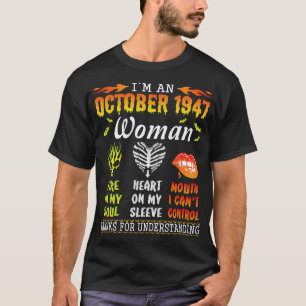 Camiseta Sou Uma Mulher De Outubro De 1947 Incêndio Em Meu 