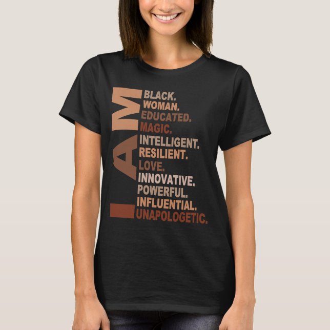 Camiseta Sou uma mulher negra História negra Mês sem descul (Frente)