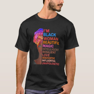 Camiseta Sou uma mulher negra linda magia inteligente Resil