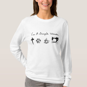 Camiseta Sou uma mulher simples, costurando café de jesus