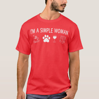 Camiseta Sou Uma Mulher Simples Humor Sarcástico Café Cães 