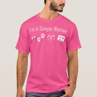 Camiseta Sou Uma Mulher Simples Que Ama O Acampamento De Cã