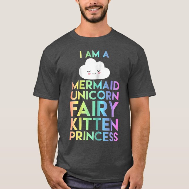 Camiseta Sou uma Sereia Unicorn Fairy Kitten Princess (Frente)