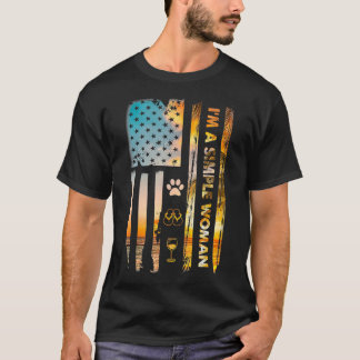 Camiseta Sou Uma Simples Mulher Acampando Chinelos De Vinho