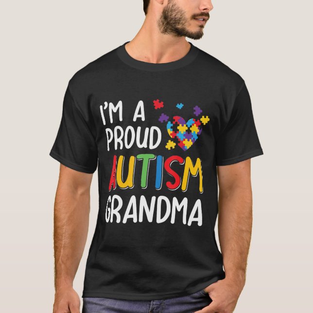 Camiseta Sou uma vovó utista orgulhosa Sensibilização autis (Frente)