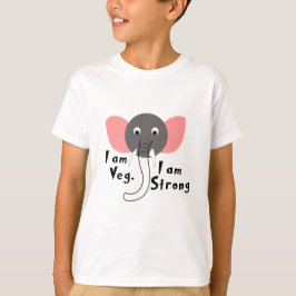 Camiseta Sou Veg, sou Forte Elefante, Crianças de Meninos