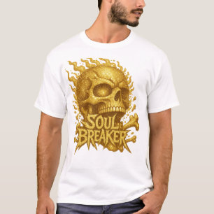 Camiseta "Soul Breaker Desenho de Caveira Dourada