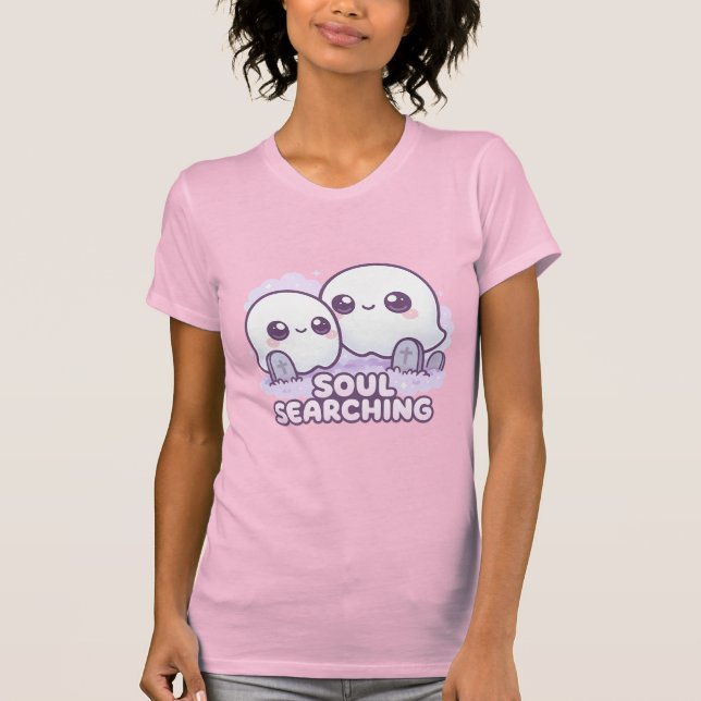 Camiseta Soul Searching – Kawaii Ghosts in Misty Graveyard (Frente)