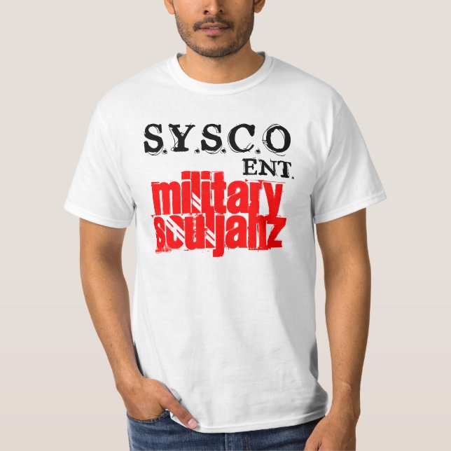 CAMISETA SOULJAHZ, S.Y.S.C.O, FORÇAS ARMADAS, (Frente)