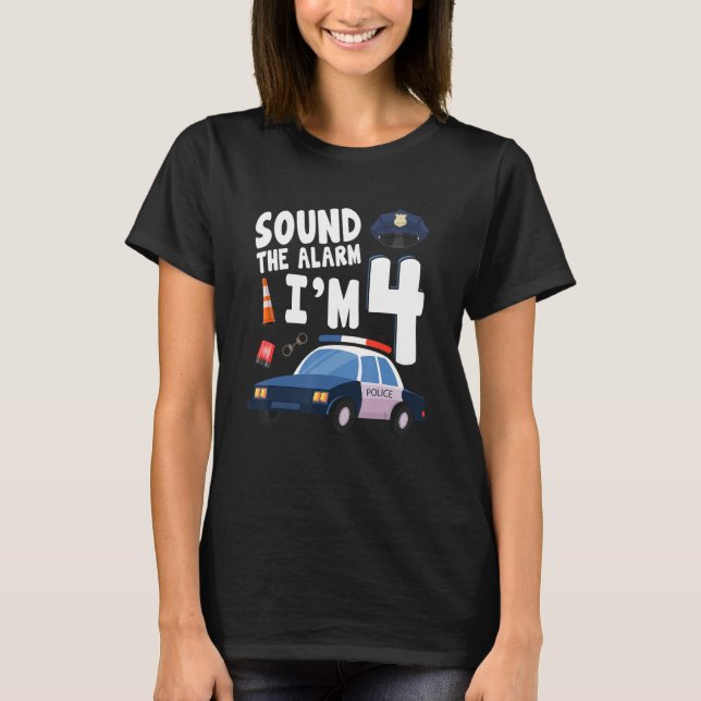 Camiseta Sound The Alarm It's My 4th Birthday 4 Years Old P (Frente)