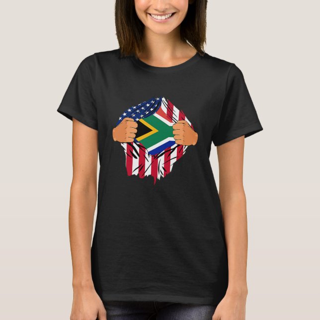 Camiseta South African Blood Inside Me American South Afric (Frente)