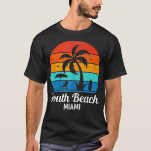 Camiseta South Beach Miami Palm Tree Vintage Sunset Summer