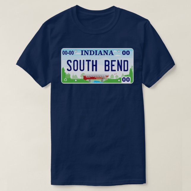 Camiseta South Bend Indiana License Plate (Frente do Design)