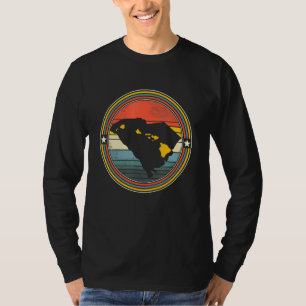 Camiseta South Carolina Hawaii Roots Origine State Map Retr