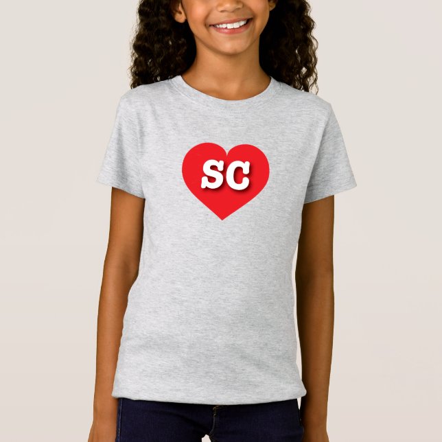Camiseta South Carolina Pink Heart - Eu amo SC (Frente)