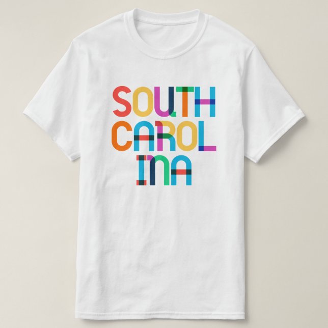 Camiseta South Carolina Vintage Retro Colorful Pop Art 80s (Frente do Design)