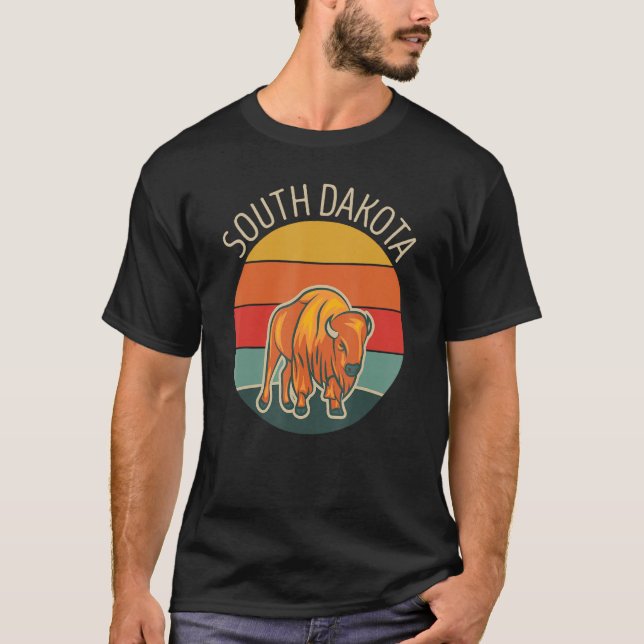 Camiseta South Dakota Badlands Road Trip Buffalo Bison Vint (Frente)