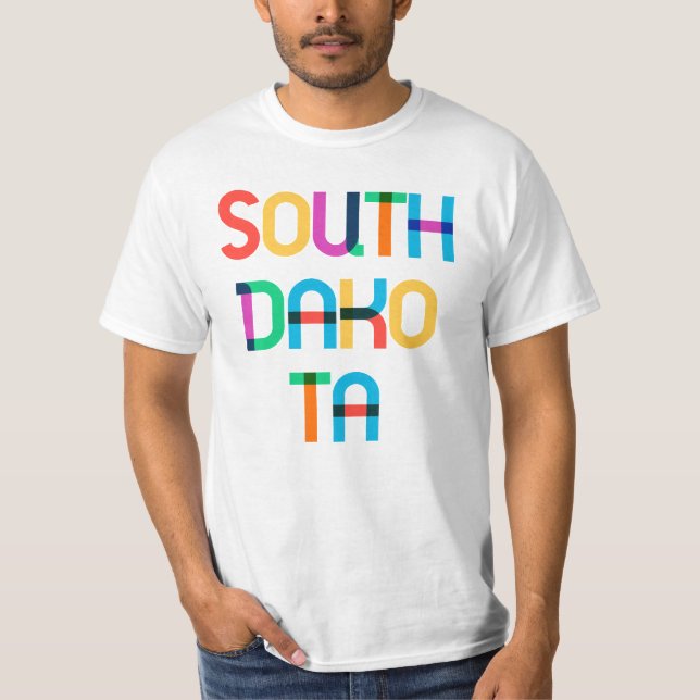 Camiseta South Dakota Vintage Retro Colorful 80s Pop Art (Frente)