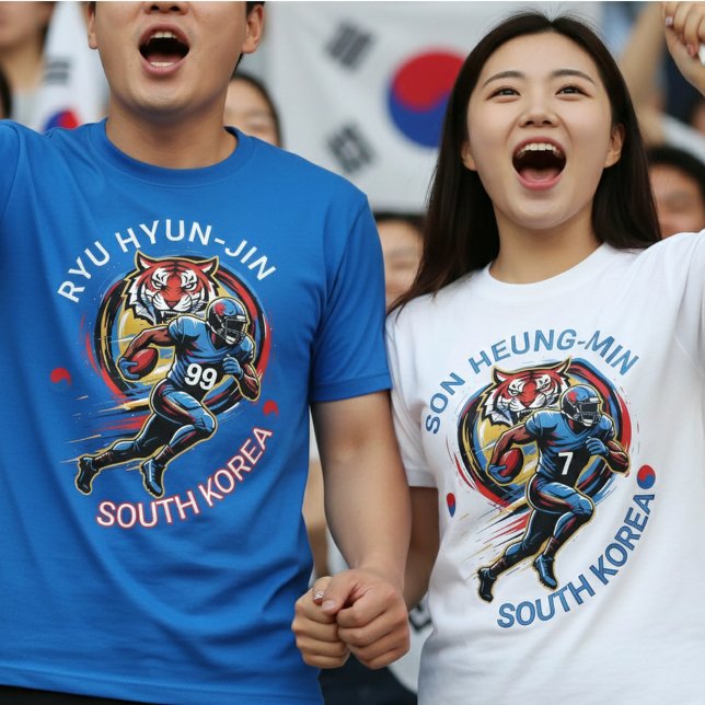 Camiseta South Korea Football Tiger Athlete Dynamic Graphic (Use Personalized to change color/font.
Choose a color that matches the background color of shirt)