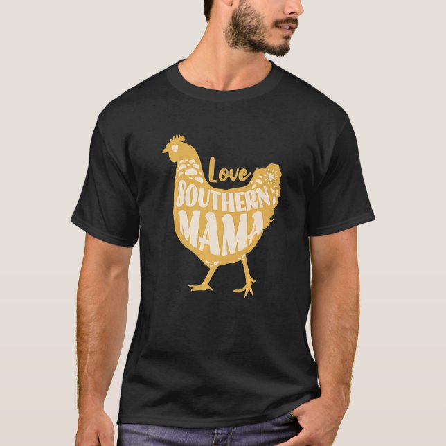 Camiseta Southern Mama Love Cute Chicken Fazenda Style (Frente)