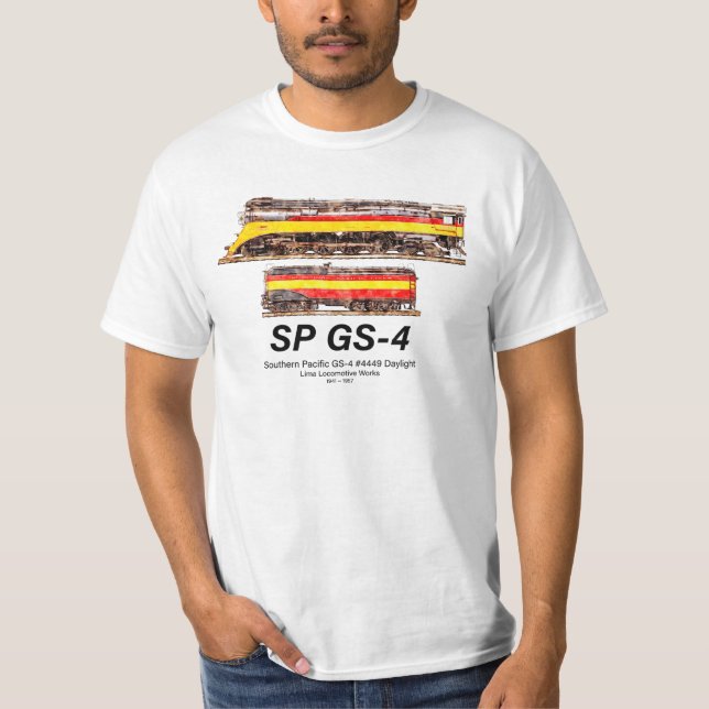 Camiseta Southern Pacific GS-4 Daylight Steam Locomotive (Frente)