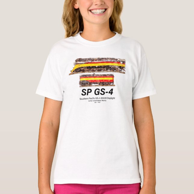 Camiseta Southern Pacific GS-4 Daylight Steam Locomotive (Frente)