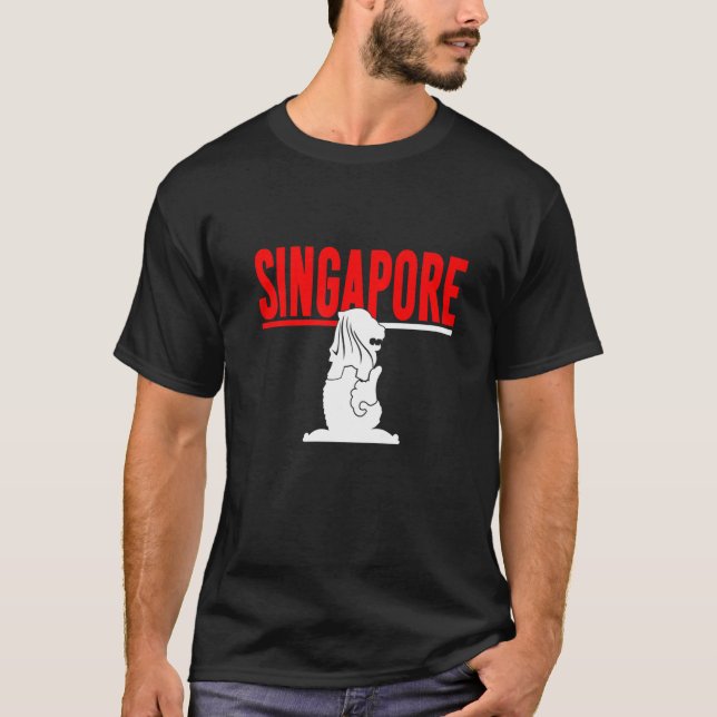 Camiseta Souvenir do Destino Turístico de Singapura (Frente)