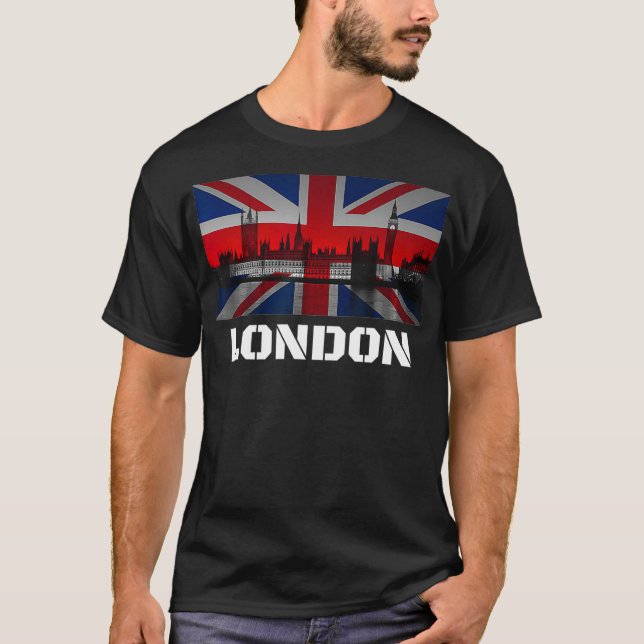 Camiseta Souvenir London  City Vintage UK Flag British (Frente)