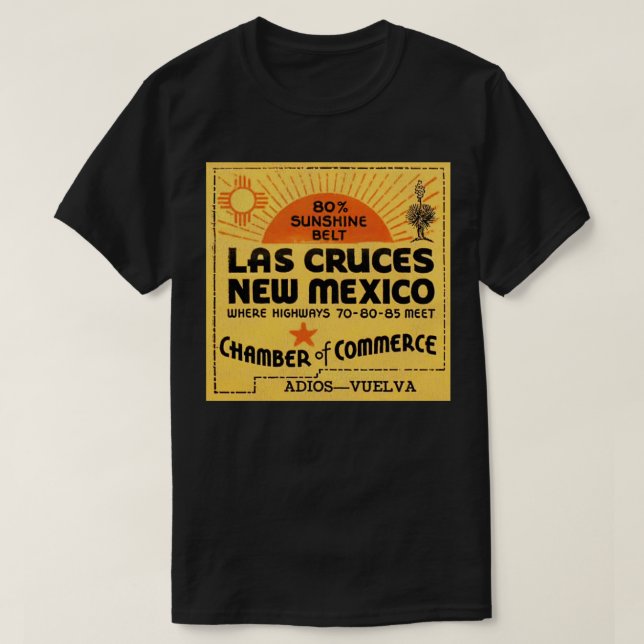 Camiseta Souvenir Torístico do Novo México em Las Cruces (Frente do Design)