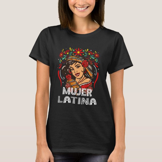 Camiseta Soy Mujer Latina, Forte Mulher Latina, Espanhol (Frente)
