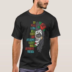 Camiseta Soy Mujer Latina Sugar Skull Cinco de Mayo Espanho