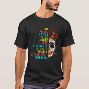 Camiseta Soy Mujer Latina Sugar Skull Cinco de Mayo Espanho