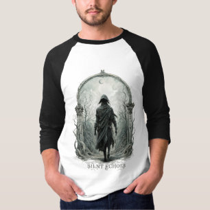 Camiseta Sozinho no Esqueleto Negro Echoes no Halloween