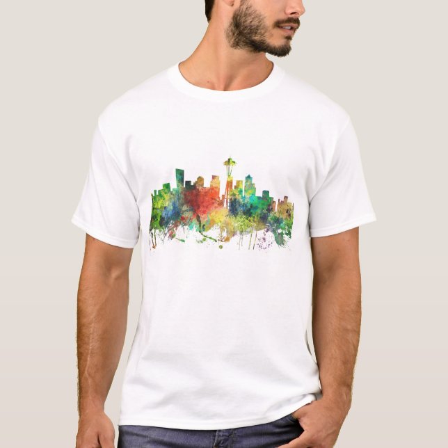CAMISETA SP DA SKYLINE DE SEATTLE WASHINGTON - (Frente)