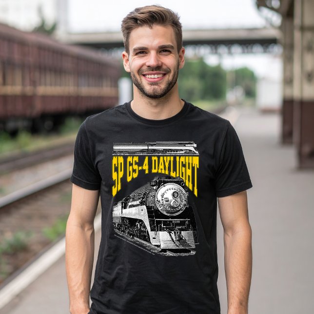 Camiseta SP GS-4 Daylight Steam Locomotive. 4449 Train (SP GS-4 Daylight Steam Locomotive. 4449 Train. Men Basic Black T-Shirt)