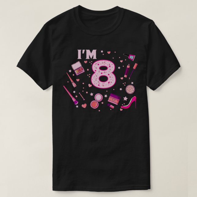 Camiseta Spa Makeup 8º aniversário para Little Girl Manicur (Frente do Design)