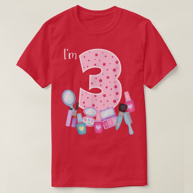 Camiseta Spa Makeup aniversário de 3 anos para Little Girl  (Frente do Design)