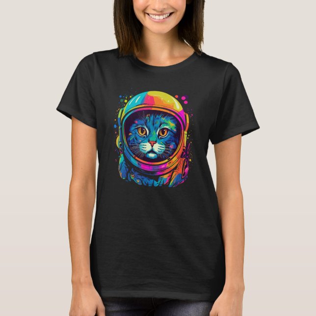 Camiseta Space Astronaut Cat  Men Women Kids Space Cat (Frente)