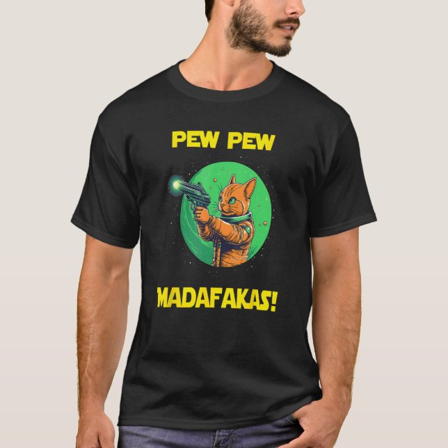 Camiseta Space Astronaut Pew Madafakas Abyssinian Cat (Frente)