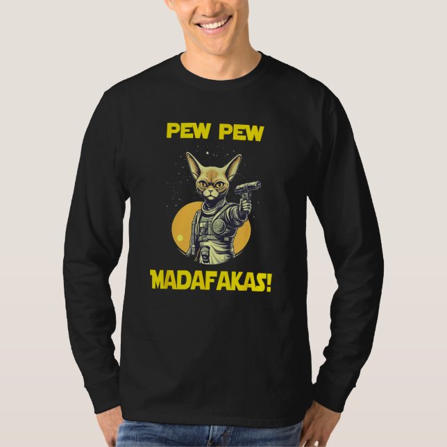 Camiseta Space Astronaut Pew Madafakas Abyssinian Cat 1 (Frente)