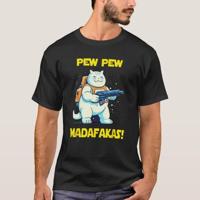 Camiseta Space Astronaut Pew Madafakas Chonk Cat (Frente)