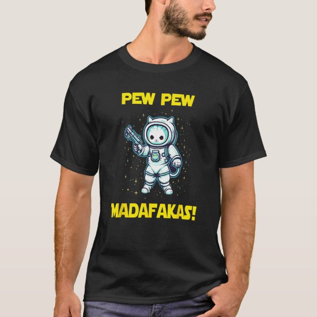 Camiseta Space Astronaut Pew Madafakas Maneki Neko Cat (Frente)