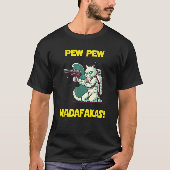 Camiseta Space Astronaut Pew Madafakas Manx Cat 1 (Frente)
