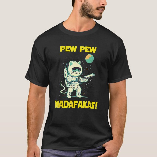Camiseta Space Astronaut Pew Madafakas Ragamuffin Cat (Frente)