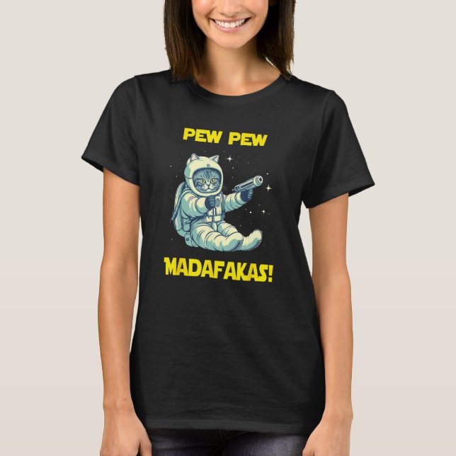 Camiseta Space Astronaut Pew Madafakas Siberian Cat (Frente)