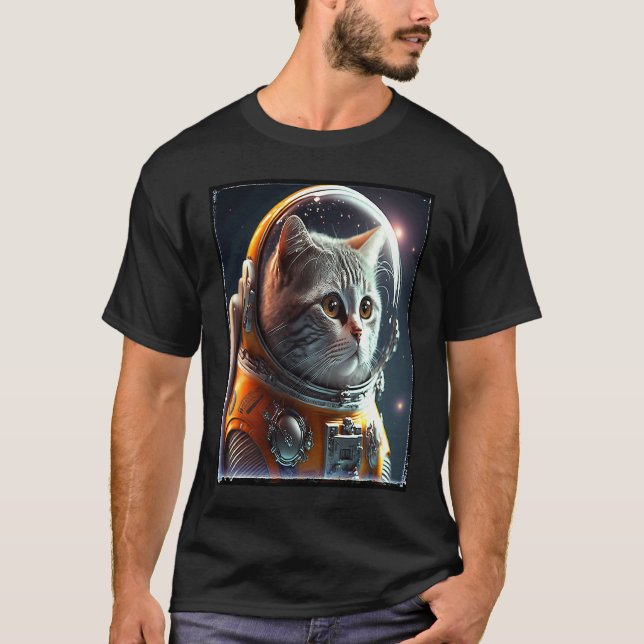 Camiseta Space Cat Astronaut kitty para mulheres h (Frente)