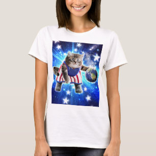 Camiseta Space cat jogando basquetebol