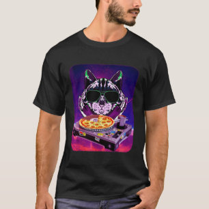 Camiseta Space Cat Remix DJ PIZZA Remix para galáxia de gat