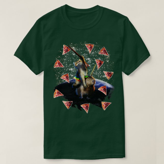 Camiseta Space Cat Riding Capybara (Frente do Design)