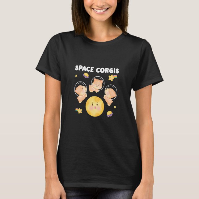 Camiseta Space Corgis Pembroke Welsh Corgi (Frente)